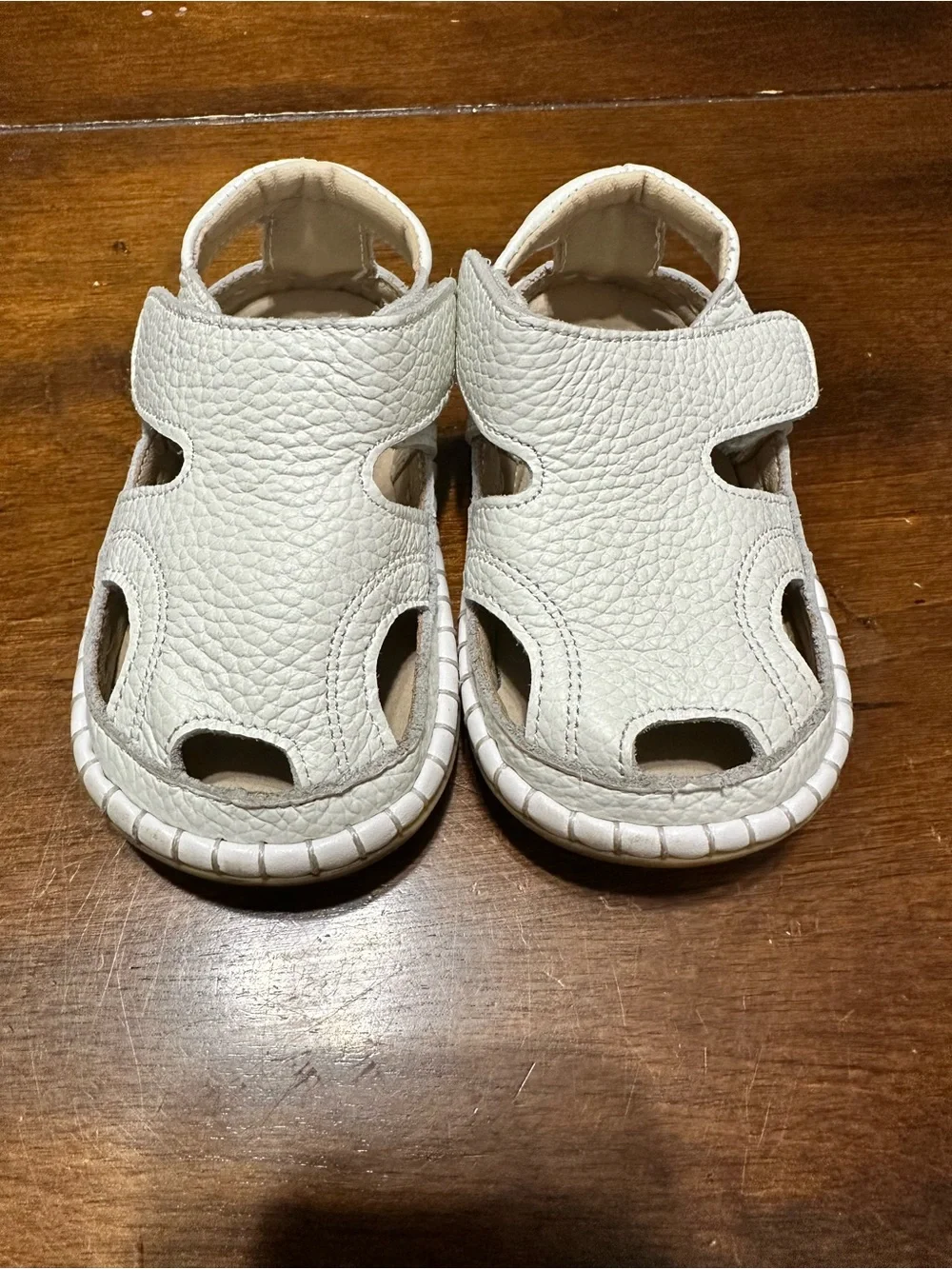 Kids White Leather Sandal - Comfortable Closed-Toe Design